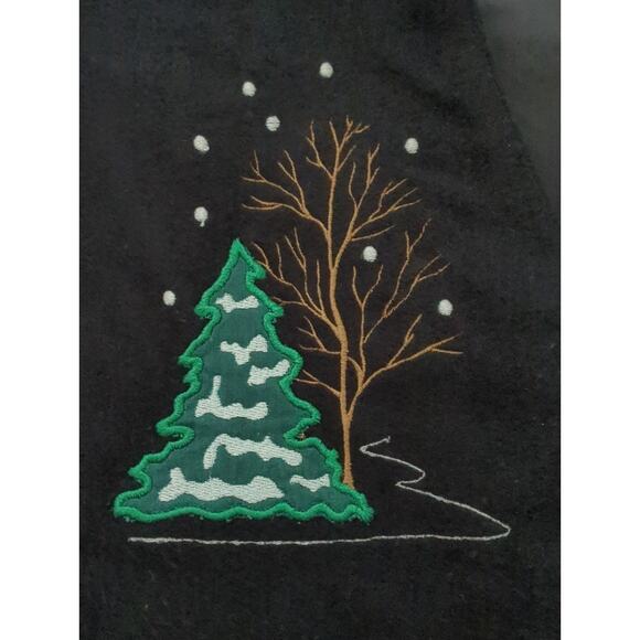 Karen Scott VTG Embroidered Holiday Button Vest Black Reindeer Tree Pinecone Med - Picture 4 of 8